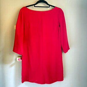 Leith Candy Apple Red Shift Dress w/ Back Opening + 3/4 Sleeves
